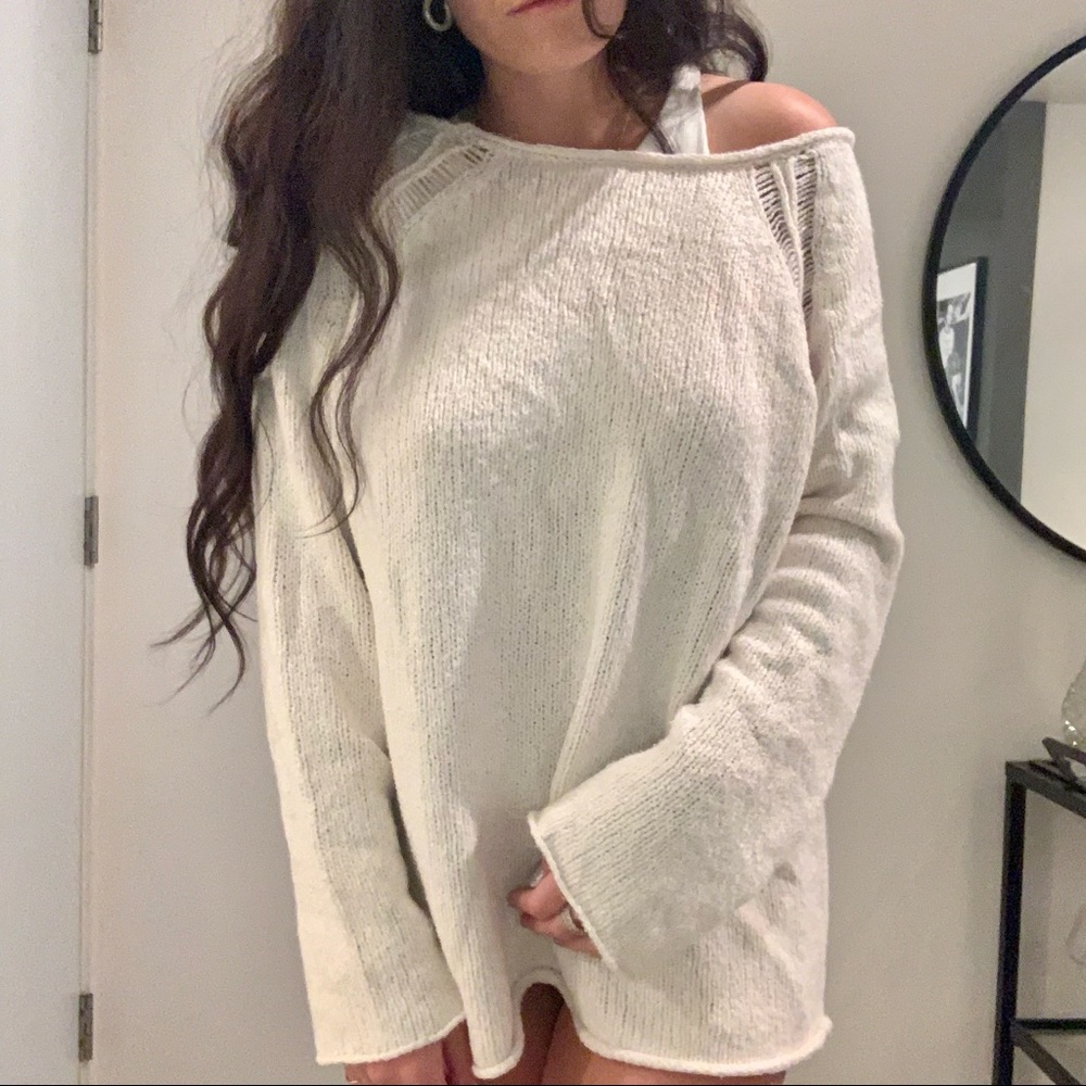 Free People Cream Knit Sweater